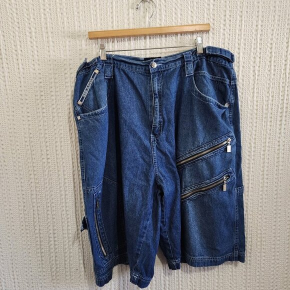 Vintage FOX Y2K Baggy Hip Hop Zipper Denim Men's Jean Shorts Size 3X - Picture 10 of 15